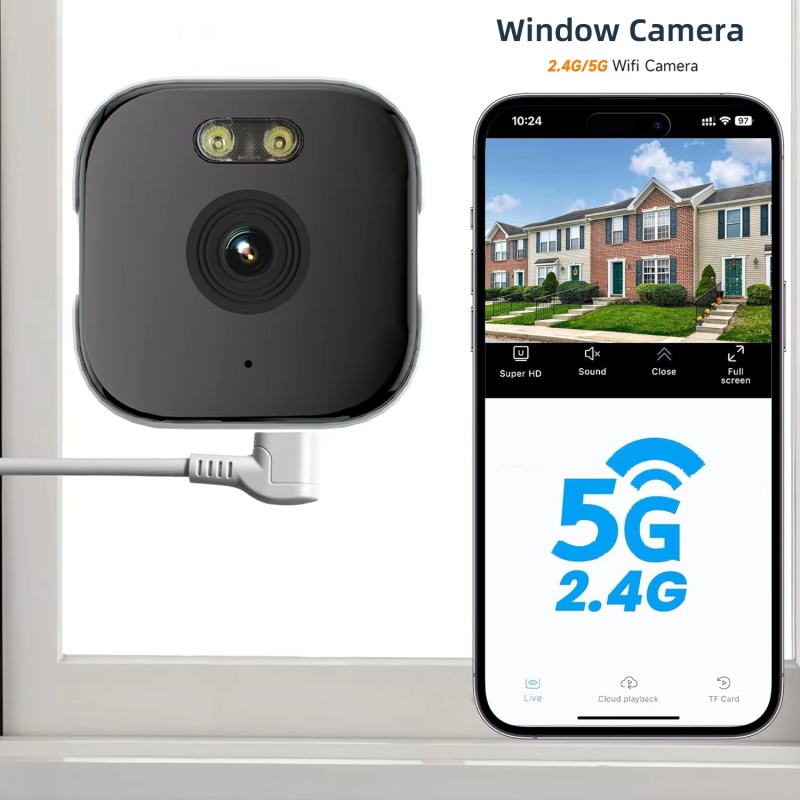 Home Security Robot - كاميرا نافذة بدقة 4K مع واي